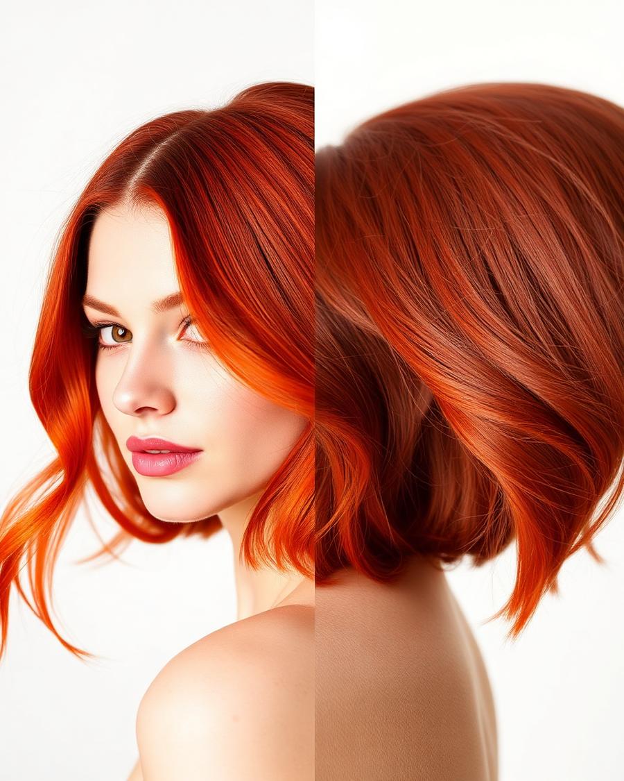Vivid copper red hair colour